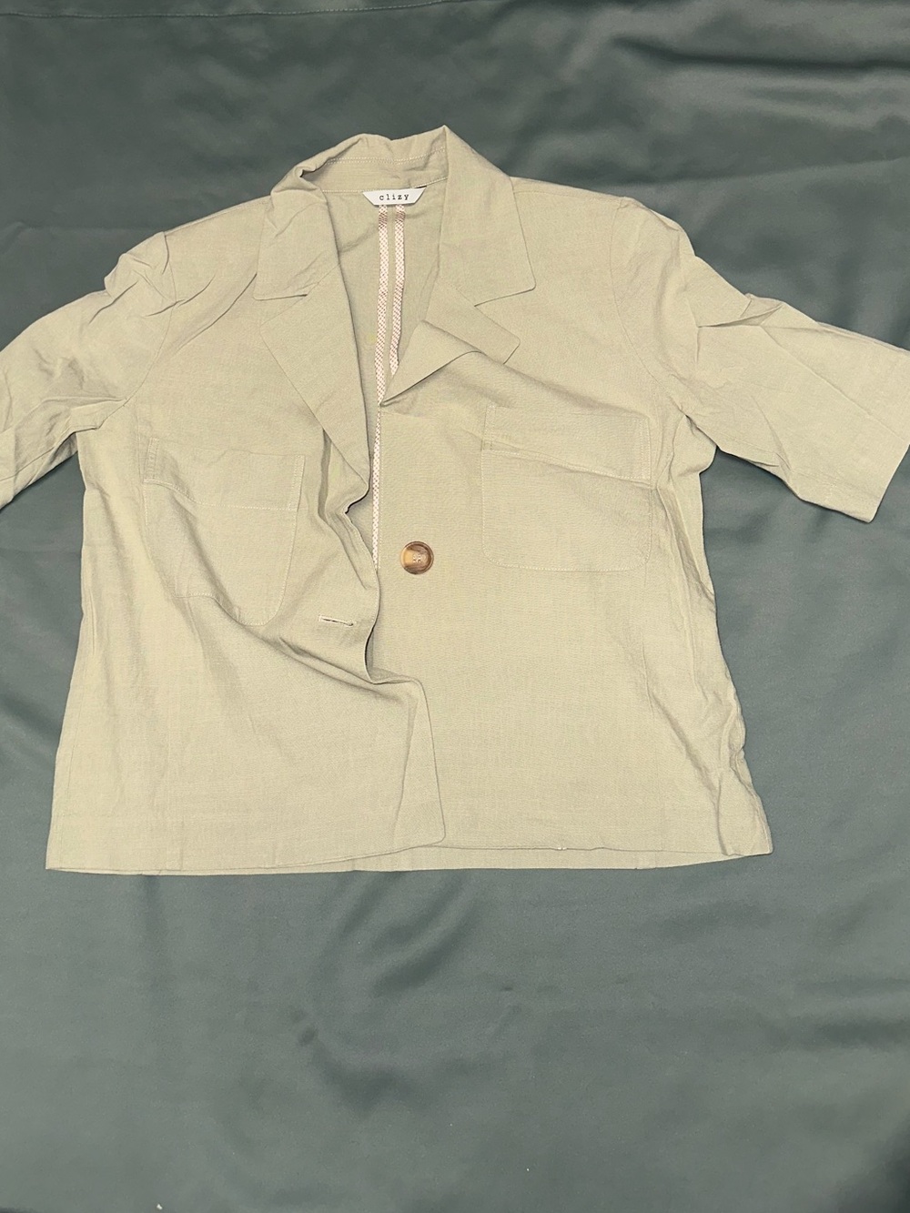 Light Sage Short Sleeve Blazer Jacket